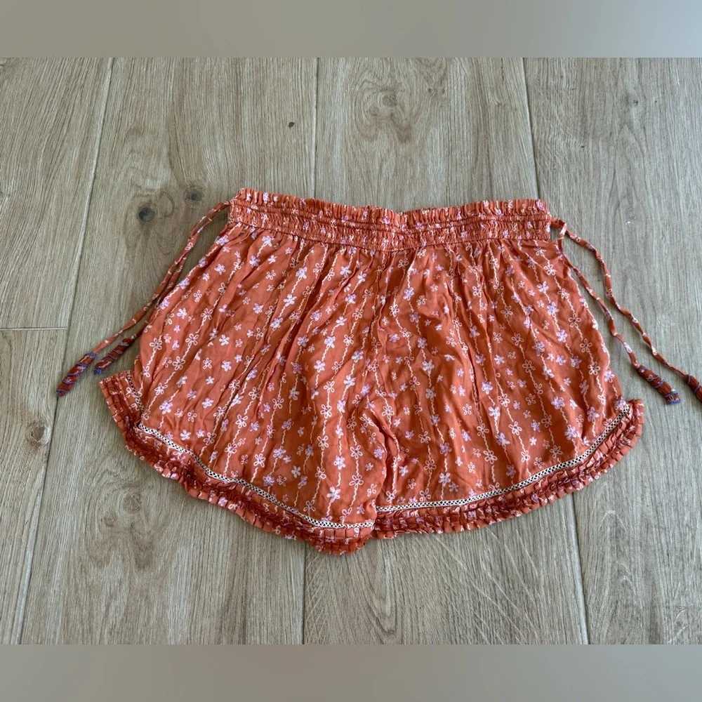 NWT Poupette St. Barth Alicia Boxer Shorts in Orange Purple Flower Stripes - Picture 4 of 4
